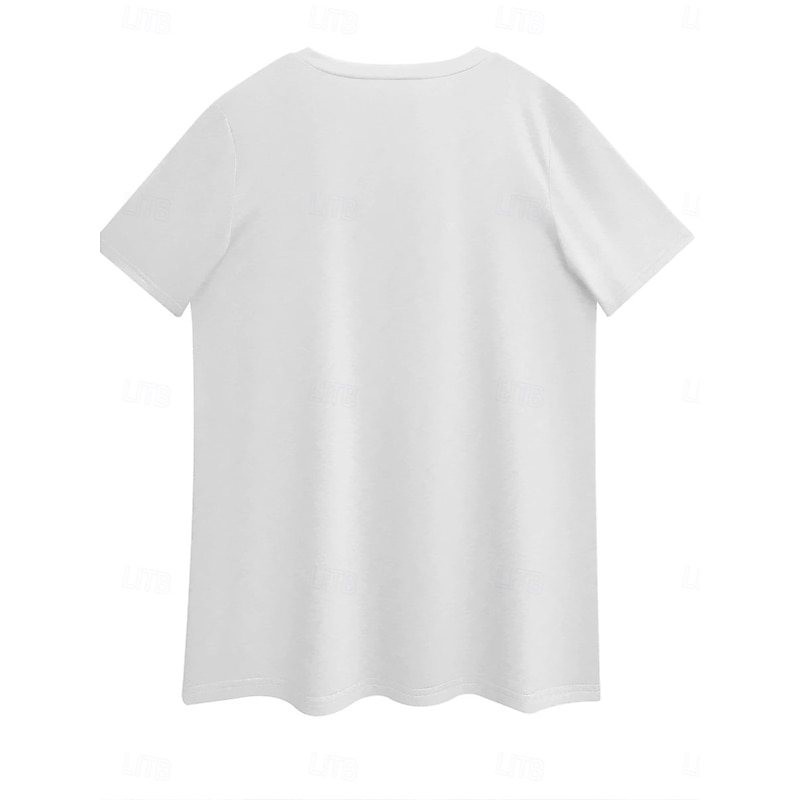 Women's Patriotic  T Shirt Flag Casual Red White And Blue Short Sleeve V Neck Regular Tops Daily Print White Summer2