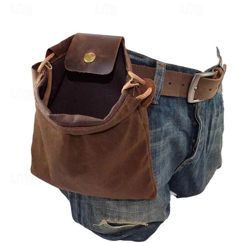 Heavy Duty Canvas Foraging Waist Bag - Portable Outdoor Gathering Pouch with Adjustable Belt