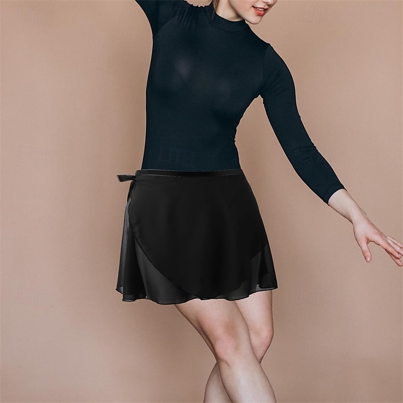 Black Ballet Wrap Skirt with Adjustable Waist Tie Chiffon Skirt Wrap Dance Skirt Breathable Ballet Skirt Women4