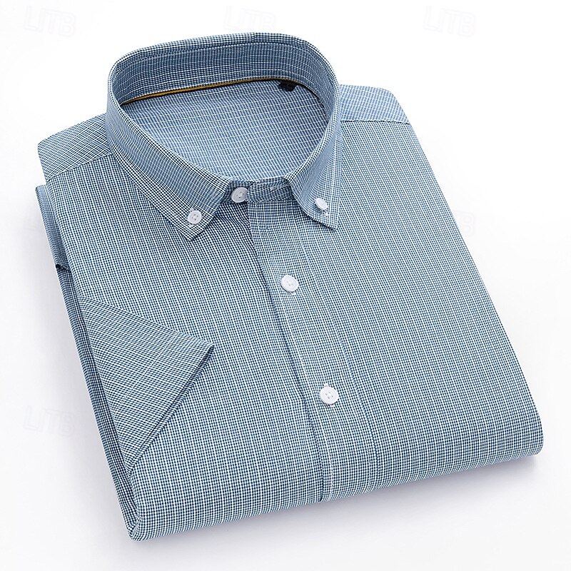 Men's Dress Shirt Button Down Shirt Oxford Shirt Non Iron Shirt Striped Shirt Wedding Outdoor Light Green Blue Green Long Sleeve Spread Collar Summer Spring Clothing Apparel2