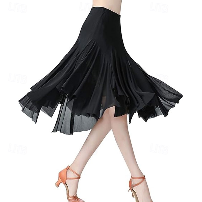 Women's Standard Dance 360-Degree Long Skirt Latin Salsa Rumba Flamenco Practice Dress