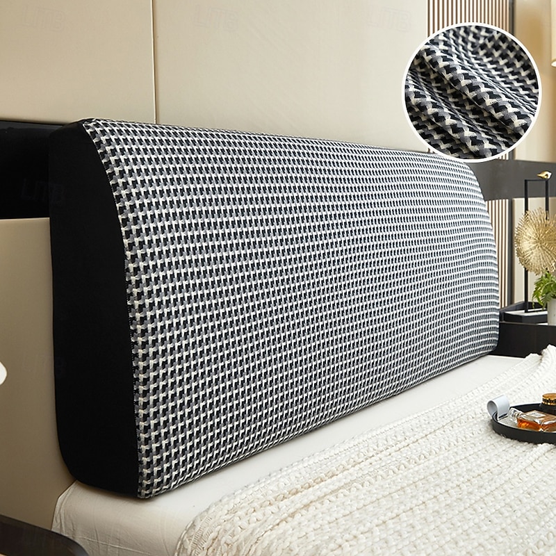 Headboard Bedhead Cover Dust Cover Printed Durable Bed Back Protection Elastic All-inclusive Soft Cozy Bedhead Cover Simple Cotton Linen Bedhead Cover