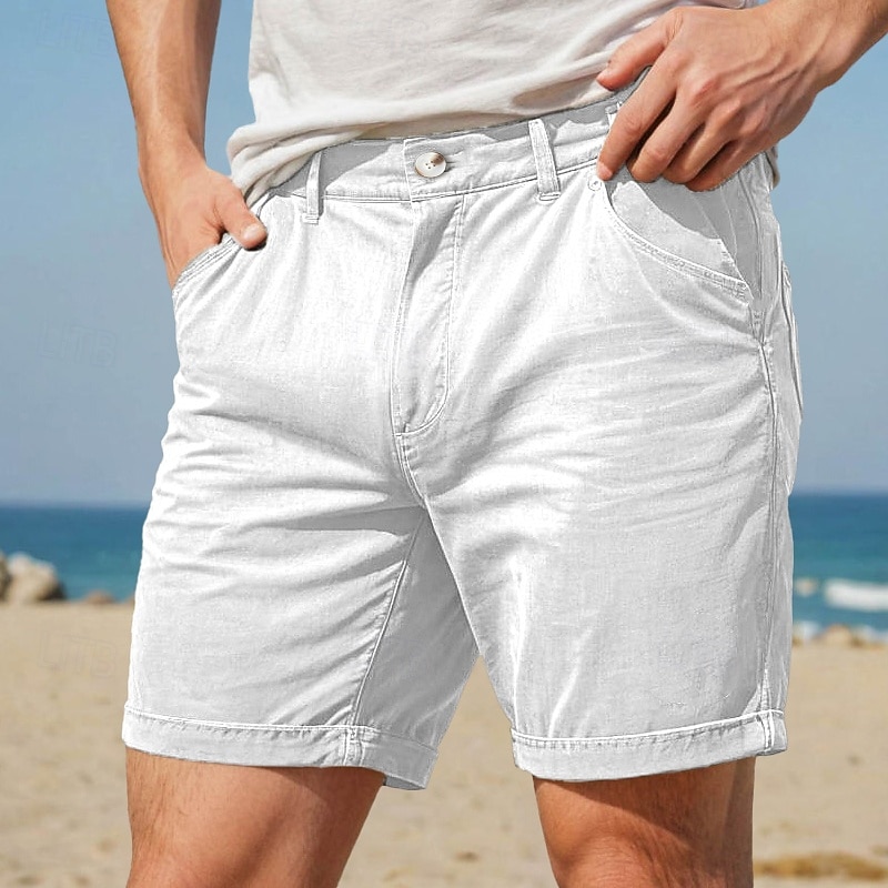 Men's Shorts Chino Shorts Bermuda shorts Work Shorts Pocket Buttons Plain Moisture Wicking Breathable Short Outdoor Daily Holiday Vacation Fashion Black White Micro-elastic2