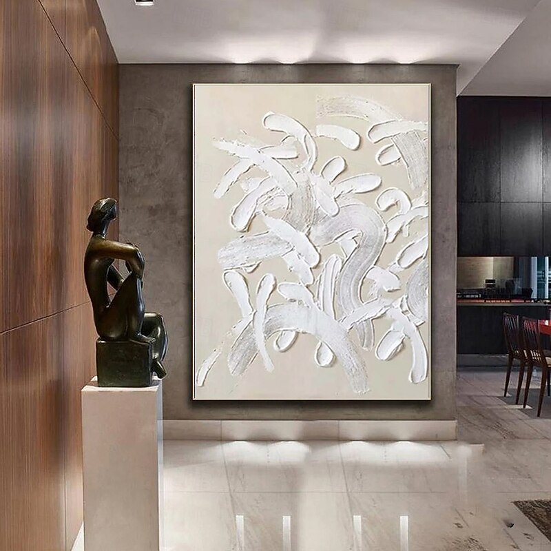 Handmade Oil Painting Canvas Wall Art Decoration Wabi-Sabi Style Abstract Milky White Solid Texture for Home Living Room Decor Rolled Frameless Unstretched Painting3