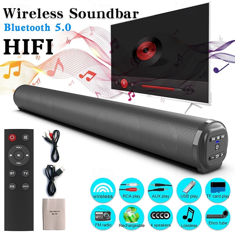 20W Bluetooth Speaker Compatible Home Surround SoundBar Enjoy Theater-Quality Audio for Your TV or PC