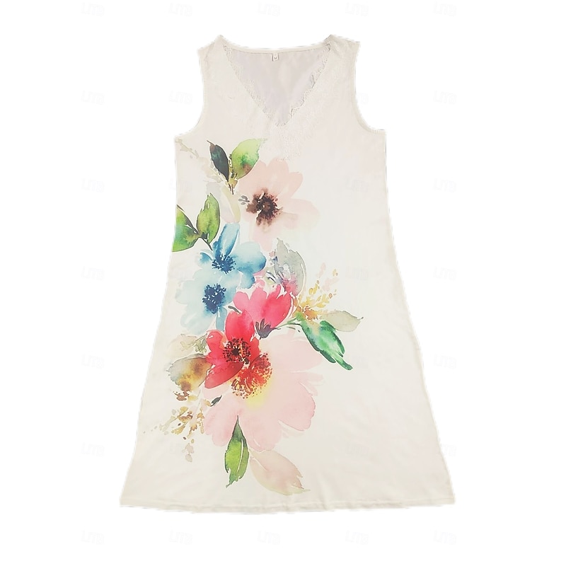 Women's EU / US Size Mini Dress Casual Dress Elegant Dress Elegant Bohemia Vacation Sleeveless Vacation Casual Beach Form Fit Floral Sleeveless V Neck Light Pink Summer2