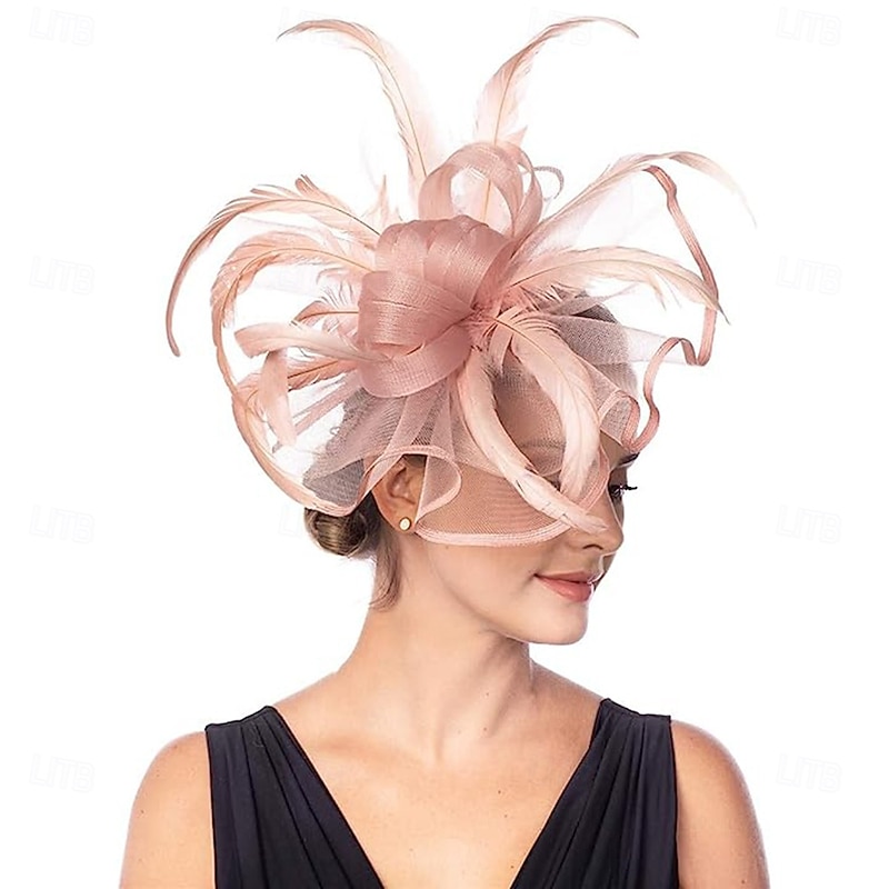 Hats Organza Feathers Fedora Hat Wedding Evening Party Elegant Vintage Cute With Feather Headpiece Headwear4