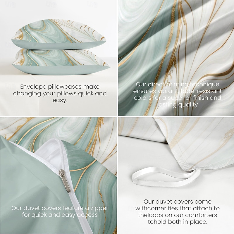 Marble Pattern Duvet Cover Full Size Bedding Set Bed Sets Quilt Cover Soft Lightweight Comforter Cover with 2 Pillowcases for Summer Spring2