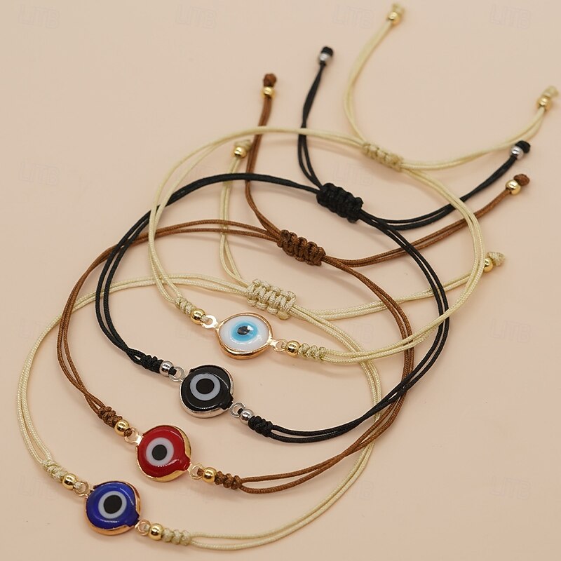 1pc Devil's Eye Shape Beads Rope Bracelet Colorful Hand Rope Friendship Bracelet Adjustable Jewelry2
