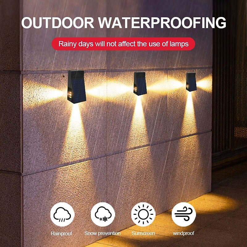 2pcs Solar Wall Washer Lights – High Brightness Waterproof, 3-Sided Luminous, Garden Villa Yard Fence Porch Landscape Decoration4