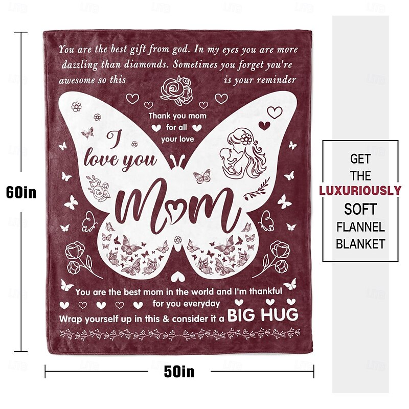 Mother's Day Blanket, A Letter to Mom, Mother's Day Gift  Soft and Cozy Throw, Perfect Gift for Mom, Floral or Heart Design, Warm and Comfortable3