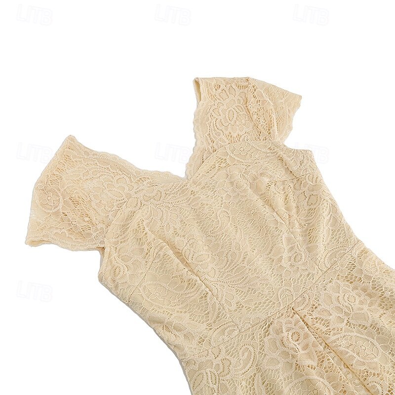 Elegant 1950s Vintage Inspired Knee Length Dress A-Line Dress Tea Dress Lace A-Line Fancy Dress Women's Christmas Carnival New Year Homecoming Daily Wear Bachelorette Party Adults' Homecoming Dresses4