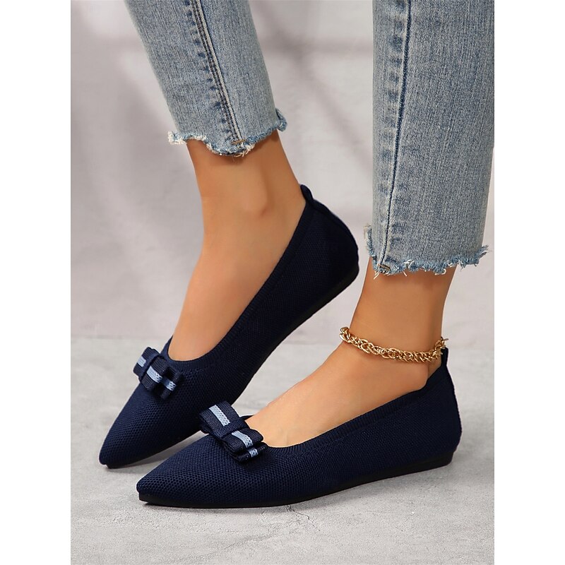 Women's Pointed-Toe Flats with Bow – Elegant Breathable Slip-On Ballet Shoes for Office & Casual Wear3