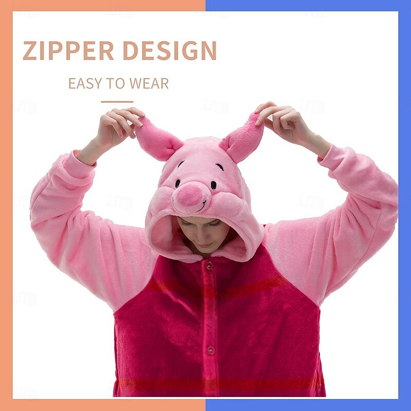 Kid's Adults' Cartoon Patchwork Group Costume Nightwear Onesie Pajamas Carnival Costume Piggy / Pig Animal Onesie Pajamas Kigurumi Pajamas Funny Costume For Men and Women Boys and Girls Carnival2