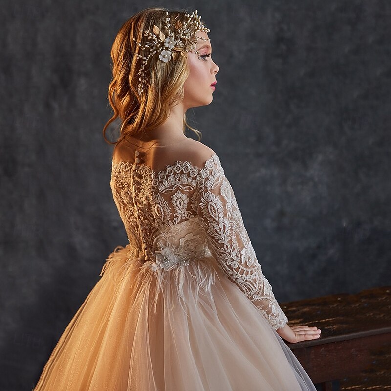 Flower Girl Dress Girls' Party Dress Wedding Party Princess Sweet Christmas Carnival Ruched Solid Color Strapless Crew Neck White 4 years+4