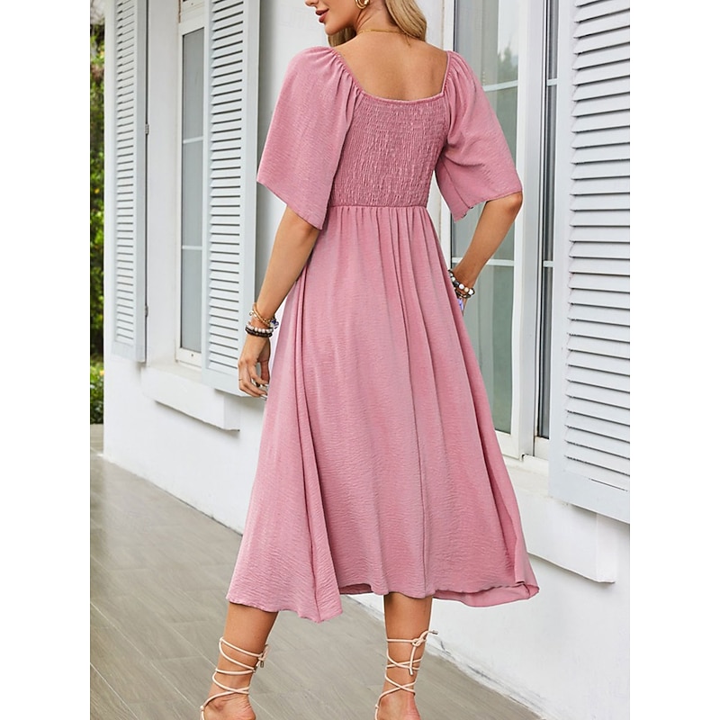 Women's Long Dress Maxi Dress Casual Dress Cocktail Dress Wedding Guest Dress Chiffon Dress Cute Stylish Casual Vacation Casual Daily Regular Fit Plain Short Sleeve V Neck White Pink Blue Apricot4