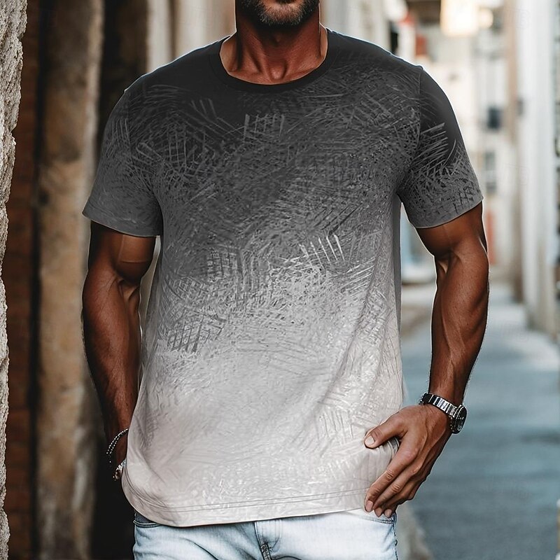 Men's Ombre Gradient T Shirt Short Sleeve T shirt 3D Print Crew Neck Shirt Fashion Daily Street Daily Black Summer Spring Clothing Apparel S M L XL XXL XXXL