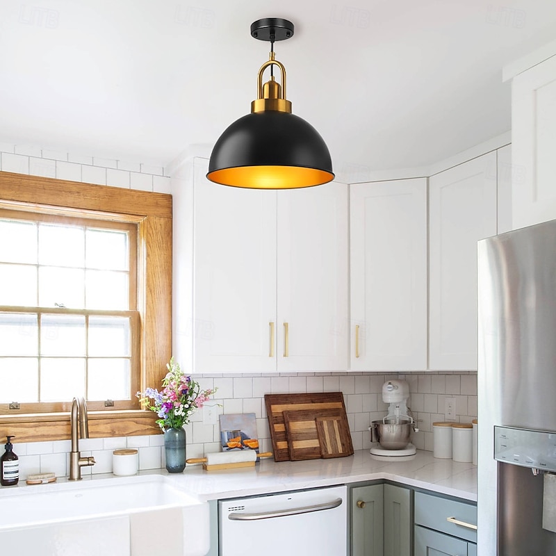 Industrial Retro Pendant Light Metal Chandelier Modern Farmhouse Balcony Corridor Decorative Lighting Fixture Bedside Black Hanging Lamp 1 Head 110-240V3