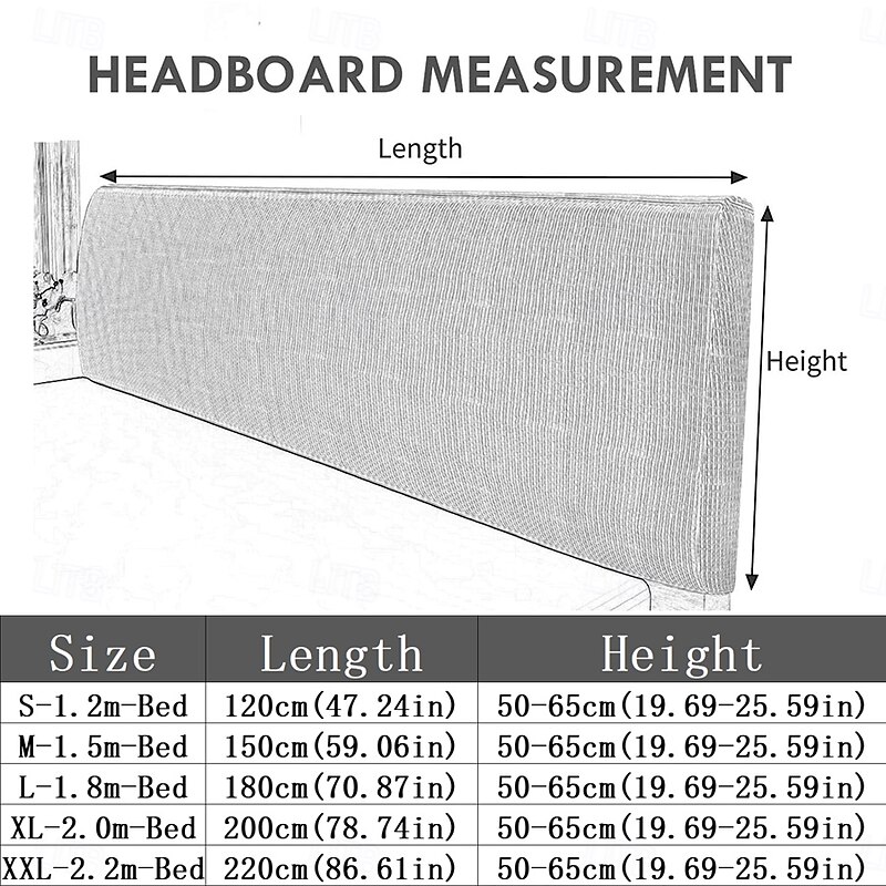 1pc Chenille Bed Headboard Cover Solid Color Elastic Bed Head Slipcover Leaves Printed All-inclusive Bed Backrest Cover Bedroom Available on Both Sides Headboard Cover2