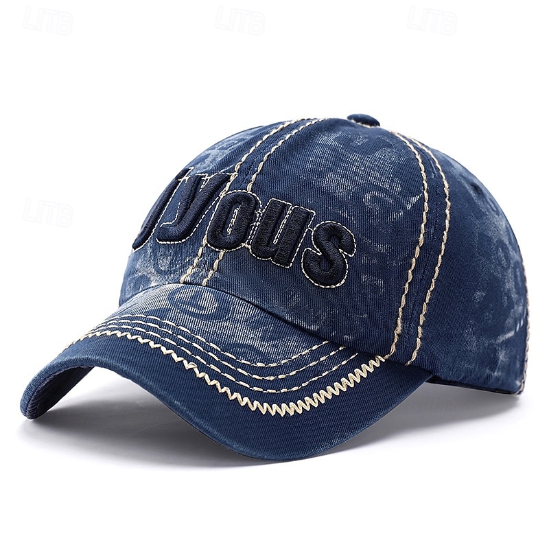 Men's Baseball Cap Sun Hat Trucker Hat Black Blue Cotton Polyester Embroidered Fashion Casual Daily Wear Weekend Letter Printed Adjustable Sunscreen Breathable