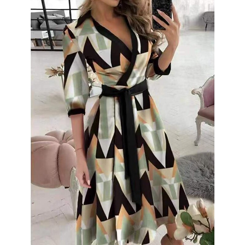 Women's Midi Dress Corset Dress Summer Dress Bodycon Dress Fit And Flare Dress Vacation Vacation Daily Regular Fit Floral Half Sleeve Shirt Collar Black And White Black White Green Summer
