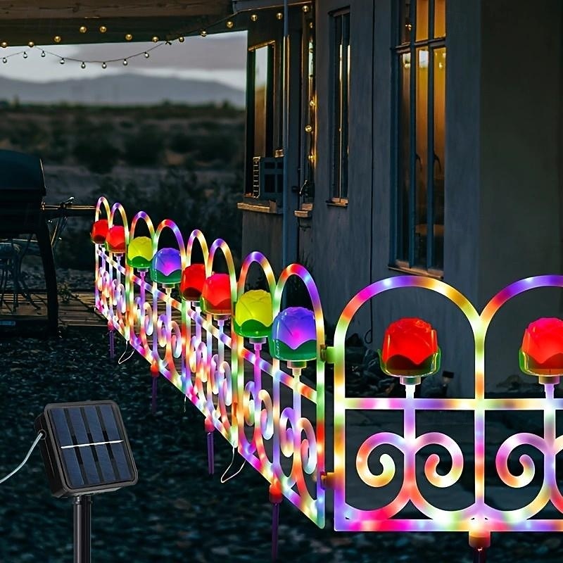 1 Pc Outdoor Solar Flower Shaped Garden Fence Tree Fence New Product Courtyard Garden Lawn Wedding Festival Atmosphere Decoration Lighting Fence