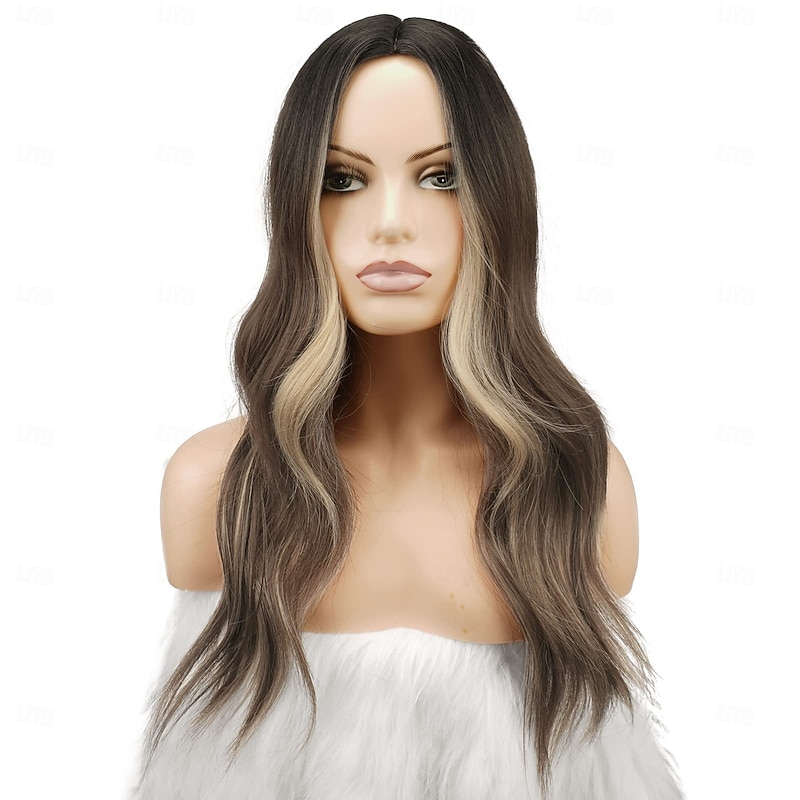 Long Wavy Wig Long Wavy Middle Parting Wig for Women Natural Wavy Heat Resistant Synthetic Wig for Daily Party Use4