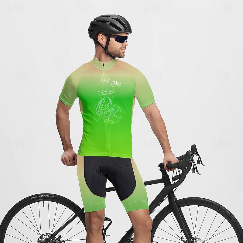 Men's Cycling Jersey Gradient Short Sleeve Bike Tee Tshirt Jersey with 3 Rear Pockets Mountain Bike MTB Quick Dry Anatomic Design Wicking Breathable Sports Blue Purple Green Clothing Apparel4