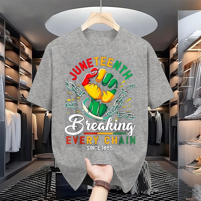 Men's Juneteenth Lifestyle Graphic T-Shirt: Breaking Every Chain Since 1865 Short Sleeve3
