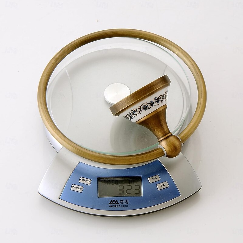 Brushed Brass Towel Holder Antique Brass Hanger Hand Towel Holder for Bathroom Kitchen Accessories Wall Mounted,Porcelain Design4