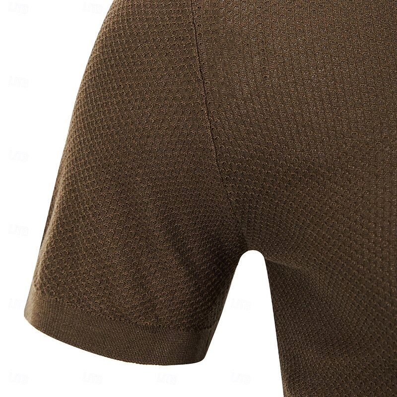 Men's SIlk Linen Cotton Turndown V Neck Knit T Shirt School Training Short Sleeve Clothing Apparel Knitwear Vacation Vintage Neutral4