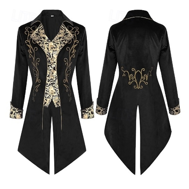 Men's Steampunk Vintage Tailcoat Jacket Gothic Victorian Frock Uniform Retro Vintage Medieval Renaissance