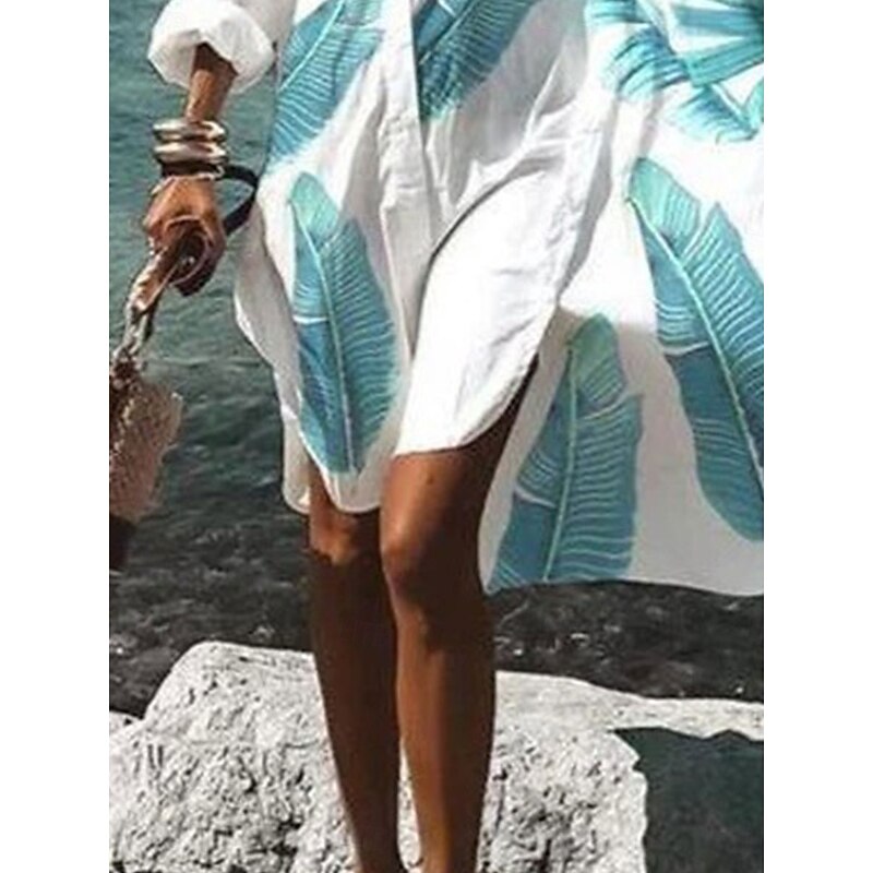 Women's Long Dress Maxi Dress Shirt Dress Casual Dress Stylish Casual Vacation Daily Loose Fit Graphic Long Sleeve Shirt Collar White Yellow Pink Light Blue Summer Spring Fall2