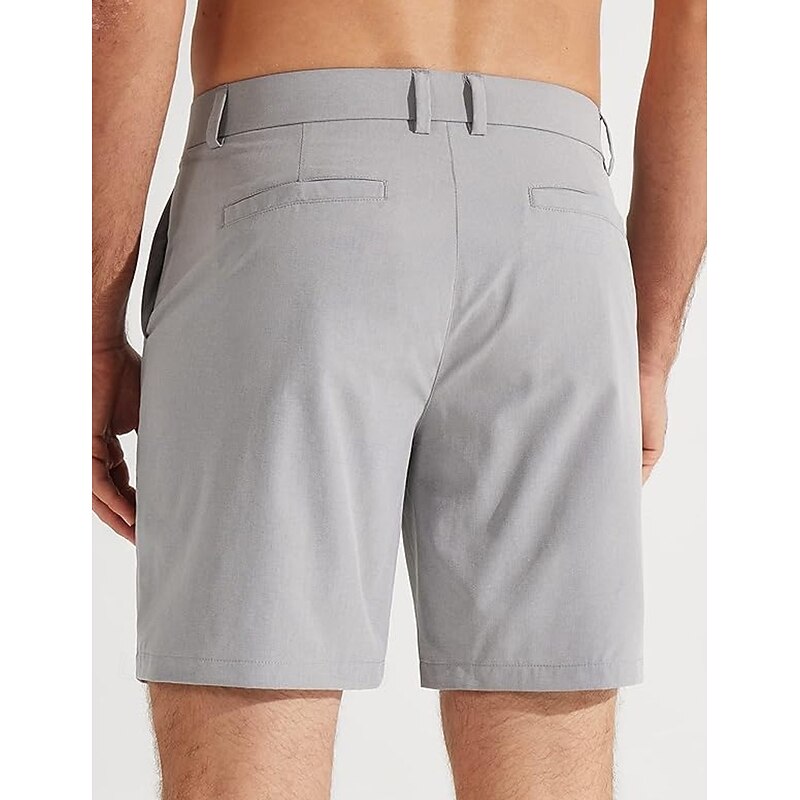 Men's Shorts Dress Shorts Golf Shorts Pocket Straight Leg Plain Quick Dry No-Iron Knee Length Office Business Daily Fashion Streetwear Blue Khaki Stretchy3