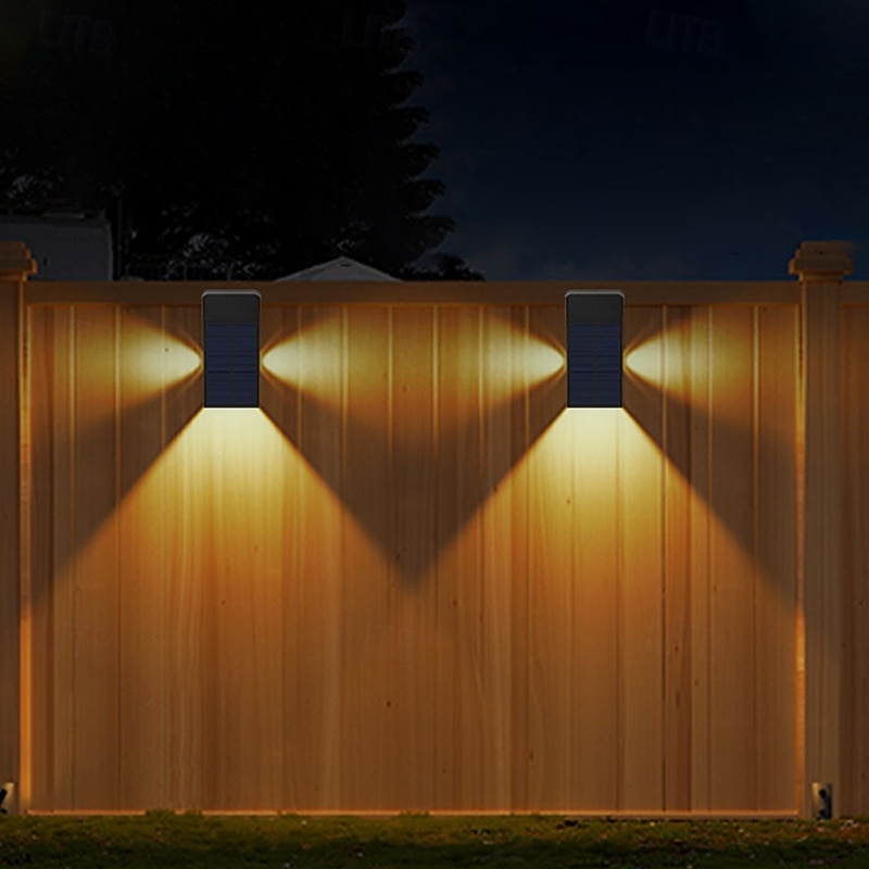 2pcs Solar Wall Washer Lights – High Brightness Waterproof, 3-Sided Luminous, Garden Villa Yard Fence Porch Landscape Decoration3