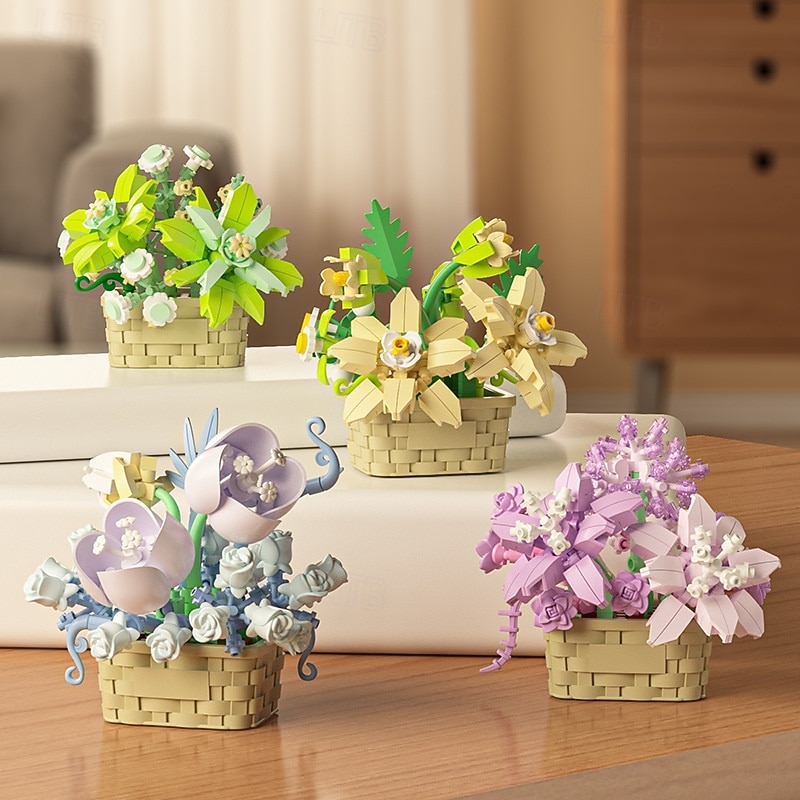 8 Set Flower Building Blocks Creative DIY Eternal Flower Puzzle Gifts for Spring Festival And Valentine'S Day Preserved Flowers in Various Colors Plastic Flower Construction Kits2