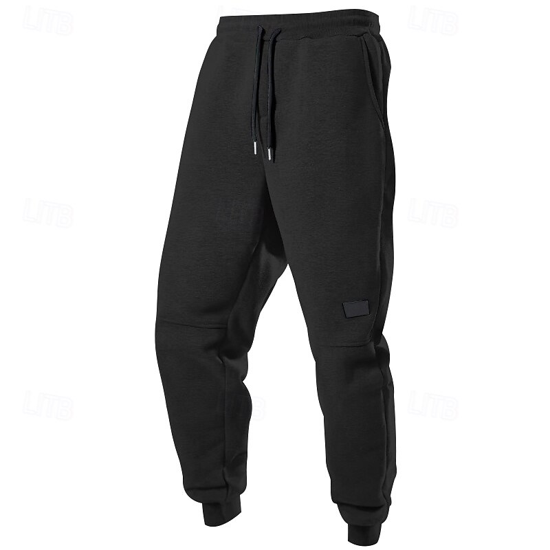 Men's Sweatpants Joggers Trousers Casual Pants Drawstring Elastic Waist Plain Comfort Warm Full Length Outdoor Casual Daily Sports Fashion Black Navy Blue4