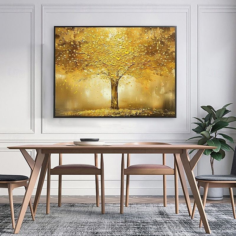Oil Painting Hand Painted Abstract Floral Canvas Wall Art Decoration Golden Money Tree Decorative Pictures for Home Decor Rolled Frameless Unstretched Painting2