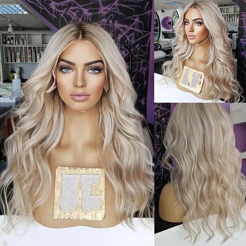 Brazilian 100% Virgin Hair 5x5 Closure Glueless Wigs 13x4 Lace Front Wig Wavy Ash Blonde Ombre Human Hair Wig Pre-Plucked For Women3