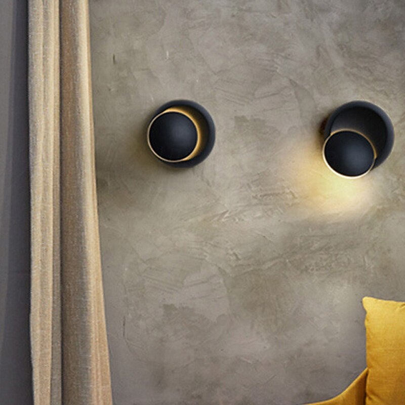 LED Wall Lamp 360 Degree Rotatable Round Crescent Wall Light Night Light Creative Modern Bedside Lamp for Living Room Bedroom Hallway Aisle Corridor 110-240V 5W