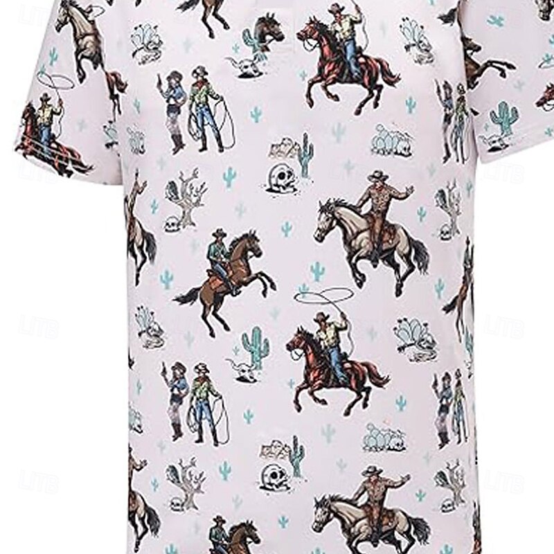 Kentucky Derby Men's Horse Racing Polo Short Sleeve Polo Shirts Collared Shirts Business Casual Outdoor Daily Wear Festival Outfit 3D Print Summer Spring Fall White2