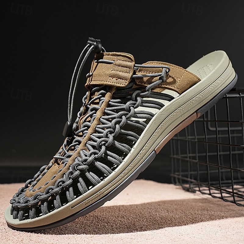 Men's Outdoor Sports Sandals, Adjustable Lace-Up Design with Breathable Mesh and Durable Sole for Hiking, Walking and Summer Adventures