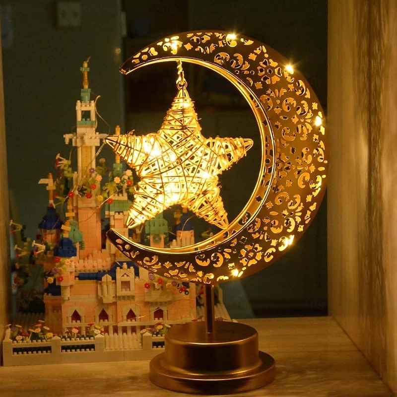 Moon Lamp Eid Mubarak Celebration for Ramadan & Eid Home Decor – Battery Powered Table, Bedroom, Window, Wardrobe Decoration