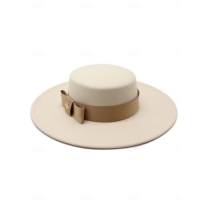 Hats Tulle Cotton Fabric Fedora Hat Wedding Elegant Vintage With Bowknot Headpiece Headwear Hats Race Day Dress2