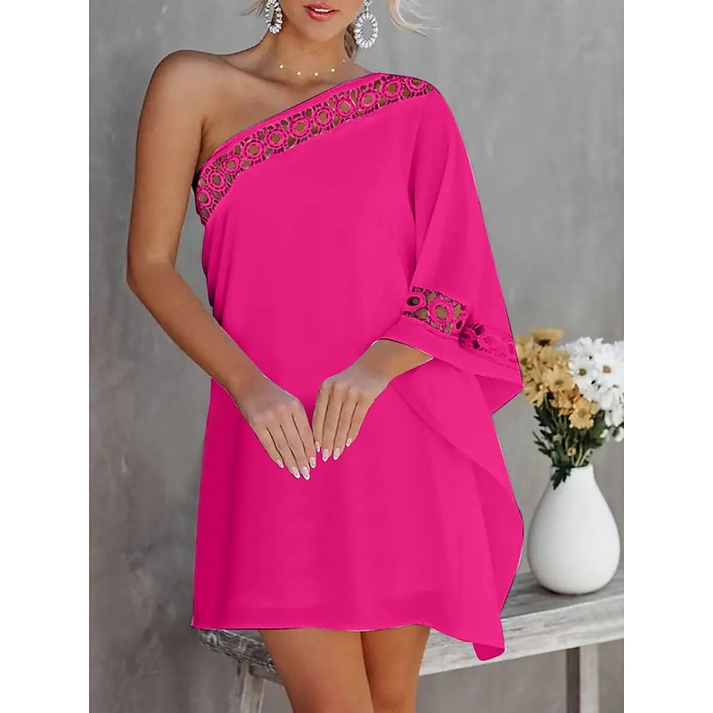 Women's Mini Dress Wrap Dress Bodycon Dress Off The Shoulder Dress Strapless Dress Vacation Casual Vacation Daily Regular Fit Plain Long Sleeve One Shoulder Black White Pink Summer4