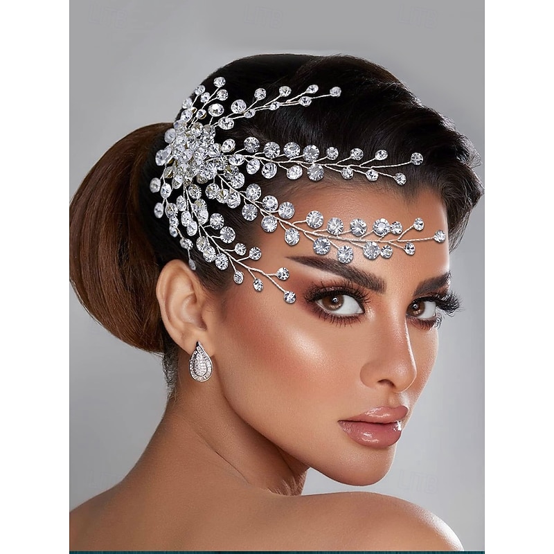 Crystal Rhinestone Bridal Hair Accessory – Elegant Flower and Leaf Design Headpiece for Women – Perfect for Weddings, Parties and Special Occasions