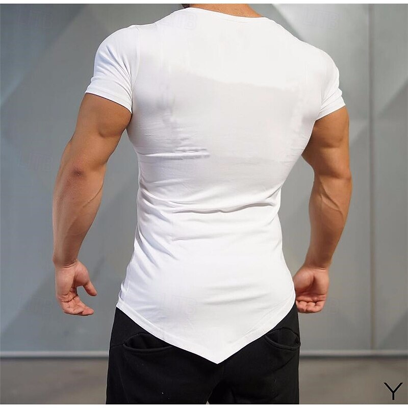Men's T Shirt Tee Top Short Sleeves V Neck Summer Plain Fashion Designer Basic Vacation Street Going out Black White Top Tee for Men4