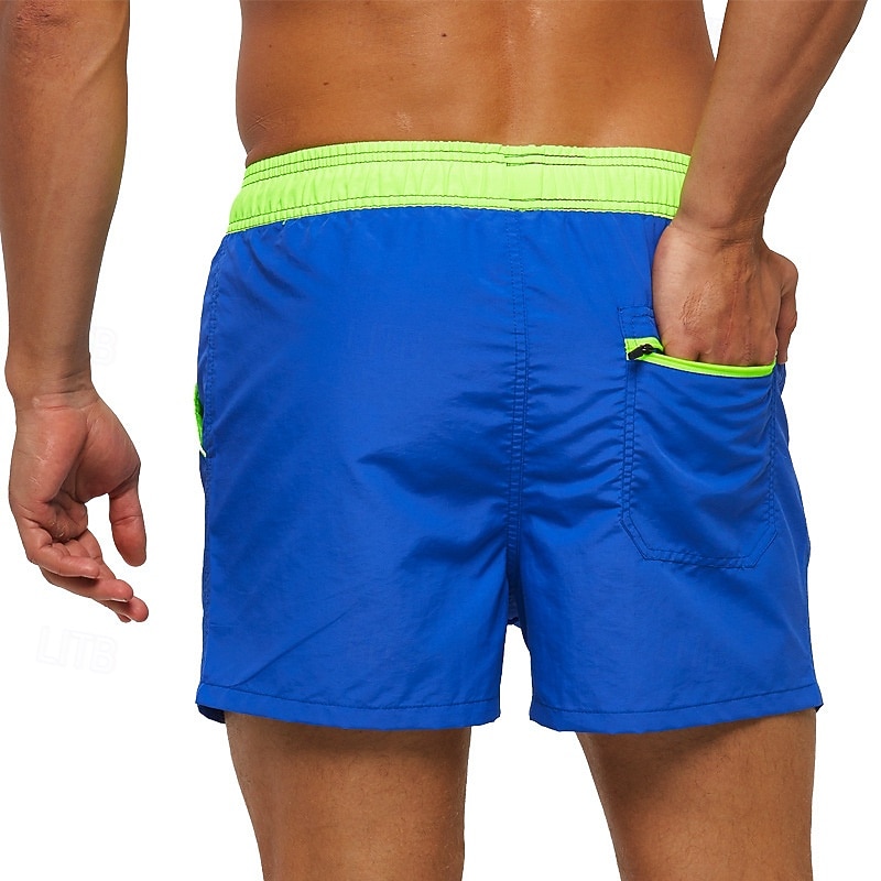 Men's Swim Trunks Swim Shorts Board Shorts Bottoms Drawstring with Pockets Swimming Surfing Beach Water Sports Patchwork Solid Colored Summer Spring4