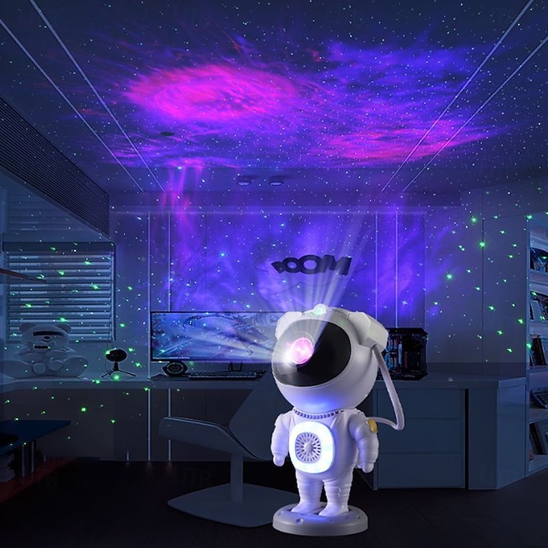 Bluetooth Starry Sky Projector – Astronaut & Horse Running Night Light, Dazzling Atmosphere Lamp