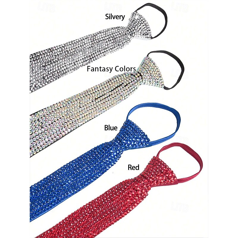 Rhinestone Diamond-Style Tie for Men and Women – Sparkling Faux Diamond Detail for Formal Events, Parties and Special Occasions3